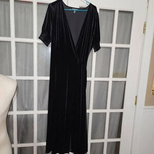Modcloth Womens Blue Velour Wrap Maxi‎ Dress 1X
